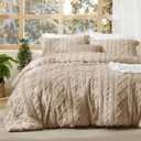Bedsure Tufted Boho Comforter Set King Size - Khaki Boho Bed Set, GentleSoft™ 3 Pieces Farmhouse-Style Embroidery Bedding, Gifts for Woman, Soft Jacquard King Comforter for All Seasons