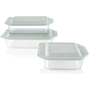Pyrex Deep 3-Pack Glass Baking Dish Set (9"x13", 7"x11", 8"x8") With BPA-Free Lids, Rectangular Glass Bakeware, Dishwasher, Microwave, Freezer & Pre-Heated Oven Safe