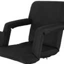 Smartxchoices Stadium Seat Reclining Chair for Bleachers w/Backs, Padded Cushion, Armrest Support, Bonus Shoulder Straps - 6 Reclining Positions, Folding & Portable, Water Resistant (Black Reclining)