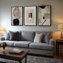 Large Framed Neutral Abstract Wall Art for Living Room, 3 Piece Modern Canvas Prints Paintings Artwork for Walls, Black and Beige Pictures for Living Room Hallway Stair Office Wall Decor 24x36 Inch