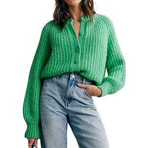 Cardigan Sweaters for Women Chunky Knit Cardigans Long Sleeve Button Sweater Jacket 2024 Fall Winter, S Green