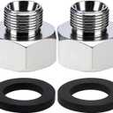 Water Line Adapter, 2 Pcs 1/2" Female to 3/8" Male Brass Reducer Adapters, Compression Pipe Fittings with Rubber Washers for Kitchen Bathroom Water Heater Supply Hose