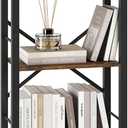 Tajsoon 5 Tier Ladder Bookshelf Industrial Ladder Shelf, Narrow Tall Skinny Bookshelf with Metal Frame, Multipurpose Standing Book Shelf for Bedroom, Living Room, Kitchen, Home Office, Rustic Brown