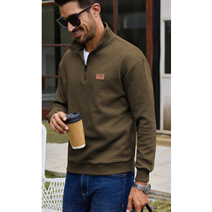 URRU Men's Quarter Zip Pullover Sweatshirt Mock Neck Long Sleeve Sweater Slim Fit Casual Polo Sweaters XL