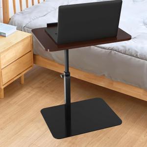 C Table for Sofa, 360 Swivel Small Side Table, Adjustable Height, Living Room/Bedroom, Rustic Walnut Color