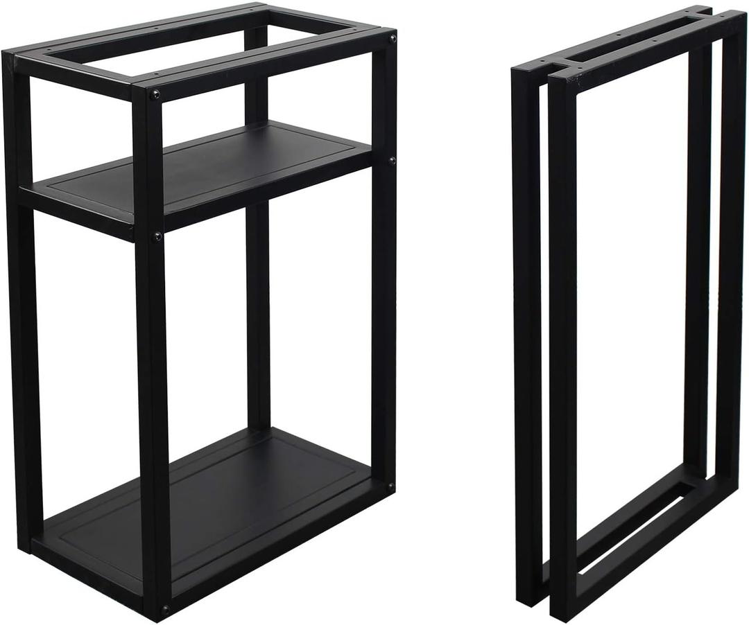 MBQQ Furniture Legs 28Height 17.7Wide Rustic Decory Table Legs,Heavy Duty Metal Desk Legs,Computer Desk Legs with Shelves,Industrial Modern,DIY Home Office Table with Iron Legs