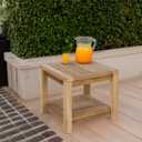 Teak Wood Side Table with Storage, Indoor and Outdoor Wooden Furniture for Deck, Porch, Balcony, Living Room, Bedroom and Backyard (18" D x 18" W x 16" H)
