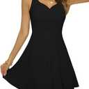 Missufe Women's Sleeveless Sweetheart Fit and Flared A-Line Swing Party Cocktail Mini Tank Dress 2XL, Black