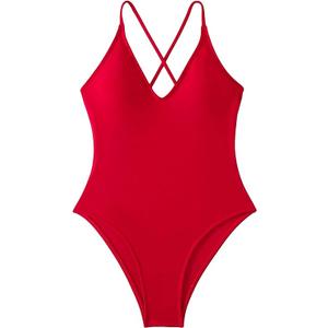 Women's Criss Cross Backless One Piece Swimsuit Tummy Control Bathing Suits Monokini M