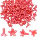 Jutom 100 Pcs Pakalana Flower Beads Cowslip Creeper Flower Beads Resin Coral Shell Bead 3D Carved Cute Loose Bead for Hawaiian Lei Jewelry Making Necklace Bracelet Supplies DIY Crafts Decors (Pink)