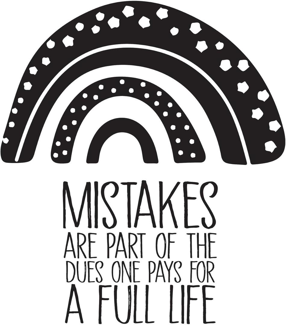 Children Mistakes are Part of The Dues Uplifting Quote Wall Decal Decoration Rainbow Boho Design Life Quotes Lasts Years and Easily Removable - Size: 27 in(W) x 30 in(H)
