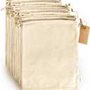 LEAFICO Organic Cotton Produce Bags  Medium 8x10 Inch (12-Pack)  Reusable Muslin Storage Bags with Drawstrings  Biodegradable Canvas Fabric  Perfect for Snacks, Clothes
