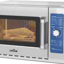 CROSSON ETL Listed Commercial Microwave Oven Countertop with Dial Controls,1.2Cu Ft,Stainless Steel,1000w with 5 Power Levels,Easy to Use and Clean for Restaurants|Office|Home Kitchen