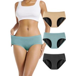 TIICHOO Period Underwear for Women Heavy Flow Soft Absorbent Menstrual Panties Teens Incontinence Leakproof 3 Pack (Small, Turquoise/Beige/Charcoal Gray) TIICHOO Period Underwear for Women Heavy Flow Soft Absorbent Menstrual Panties Teens Incontinence Leakproof 3 Pack (Small, Turquoise/Beige/Charcoal Gray)
