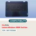 Replacement for Lenovo Windows 500w 300w Gen 3 Laptop Upper Top Cover Case Palmrest US Keyboard Touchpad Assembly Part 5M11C85684 NWW NWL No Camera (Palmrest+Keyboard+Touchpad)