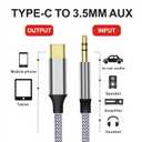 USB C to 3.5mm Audio Aux Jack Cable, Type C to Male Adapter, USB C to 3.5mm Headphone Car Stereo Cord Nylon Braided for Smartphone, Laptop, Tablet(6.5FT)