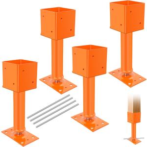 4 Pack 4" x 4" Screw Jack Post, 13.2" - 18.7" Adjustable Shore Jack, 24000 lbs Max Load Capacity, Temporary Adjustable House Jacks for Leveling Floor Crawlspace Basement Shore Beams