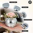 24 Pcs Disco Ball Candle Holders, 2x2.6 Inch Silver Mirror Glass Candle Holders, Disco Ball Centerpieces Table Decor for Wedding Birthday Party