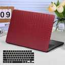 Funut for MacBook Air 13 Inch Case 2021 2020 2019 2018 Release M1 A2337 A2179 A1932 Touch ID, MacBook Air M1 Cover Crocodile Leather Laptop Hard Shell & Keyboard Cover for Mac Air 13 Inch, Red