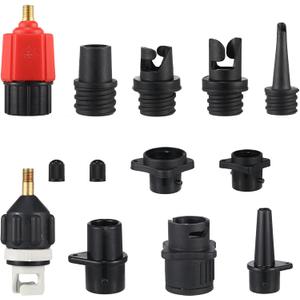 Treela Inflatable Air Pump Adaptor Compatible with SUP Inflatable Car Air Compressor Valve Adaptor with 9 Valve Nozzle for Paddle Board Boat (Black, Red, Gold)
