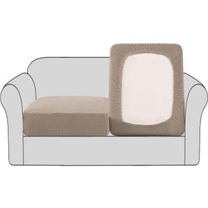 H.VERSAILTEX High Stretch Couch Cushion Covers,Chair Sofa Seat Slipcovers Couch Cushion Cover Stretch Furniture Protector for Kids, Pets(2 Packs Cushion Loveseat Covers, Sand)