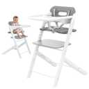 SRGAFIX Adjustable Baby High Chair, Portable Child High Chair with 5‑Point Safety Harness, Cushion & Removable Tray, Adjustable Seat and Footrest Heights for Children 6+ Months