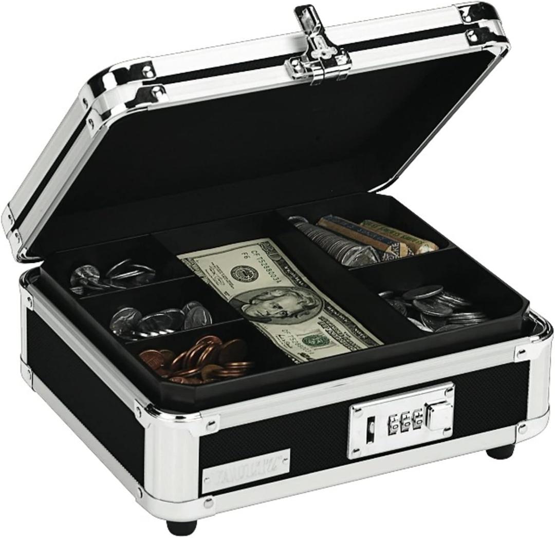Vaultz Cash Box, Black (Standard, Black/Chrome)