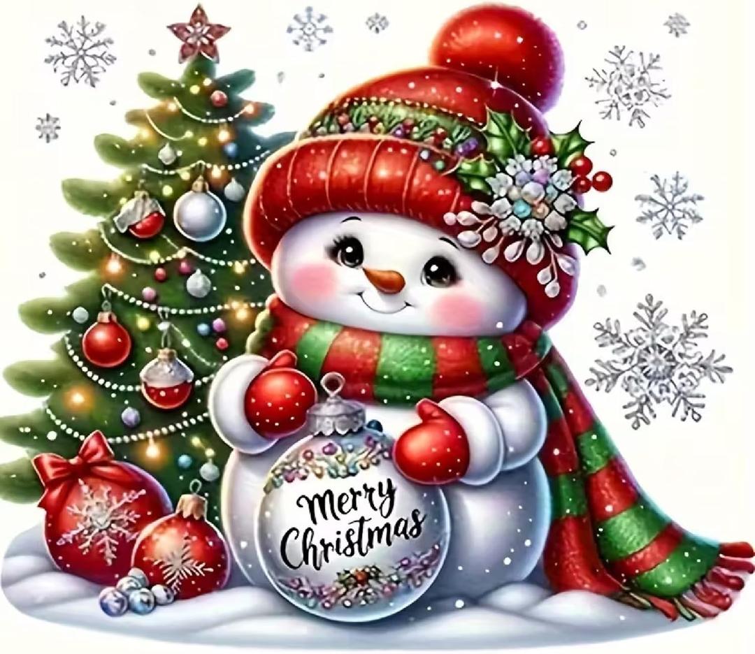 2 x BOHADIY 5D Christmas Diamond Painting Kits for Adults, Christmas Snowman Diamond Art Kits,Round Full Drill Dots Gem Crafts for Home Wall Decor Gifts 12x12 Inch