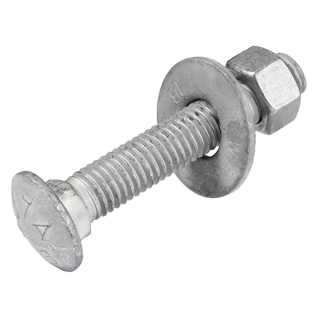 3/8" x 2-1/2" (50 Pack) Galvanized Carriage Bolt Kit, Grade 307A, Hot Dip Galvanized for Exterior Use by Makers Bolt