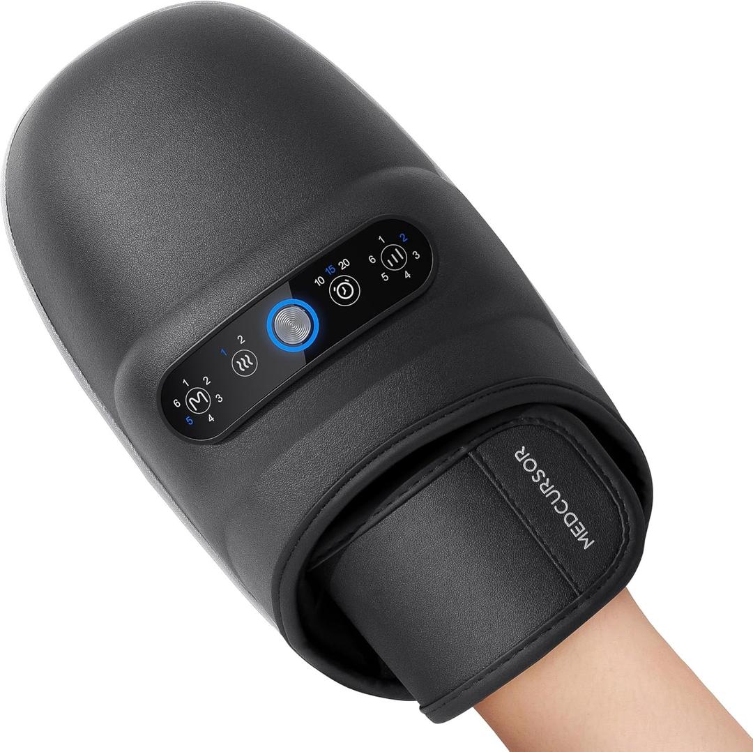 Medcursor Cordless Hand Massager  Hand Massager with Heat and Compression, Hand Warmer with Acupressure Beads, 6 Massage Modes, 2 Heat Levels, 3 Timers