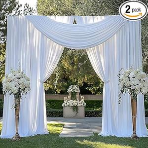 10ftx15ft White Backdrop Curtains for Wedding-Wrinkle Free Backdrops Curtain Drapes Fabric Decorations Photo Back Drop Cloth for Baby Shower Photography Stage Reception 2Panels 15ft(H) x 5ft(W) (White)