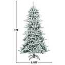  7Ft Snow Flocked Artificial Christmas Tree, Hinged Slim Pine Tree with Pine Cones, 1108 Branch Tips, Sturdy Metal Stand, Xmas Full Fake Tree for Home, Office, Party Indoor Decoration
