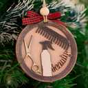 Hairdresser Beauty Ornament  Wooden Salon Scissors & Comb Christmas Decoration, Hairstylist Gift for Tree, Barber & Cosmetology Holiday Ornament O143