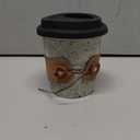 Cormomu Coffee Travel Mug, Spill Proof Coffee Tumbler, Microwave & Dishwasher Safe, Large Porcelain Coffee Cup, Tea Mug with Lid, Coffee Gifts for Men & Women, 13.5oz (White with black dots)