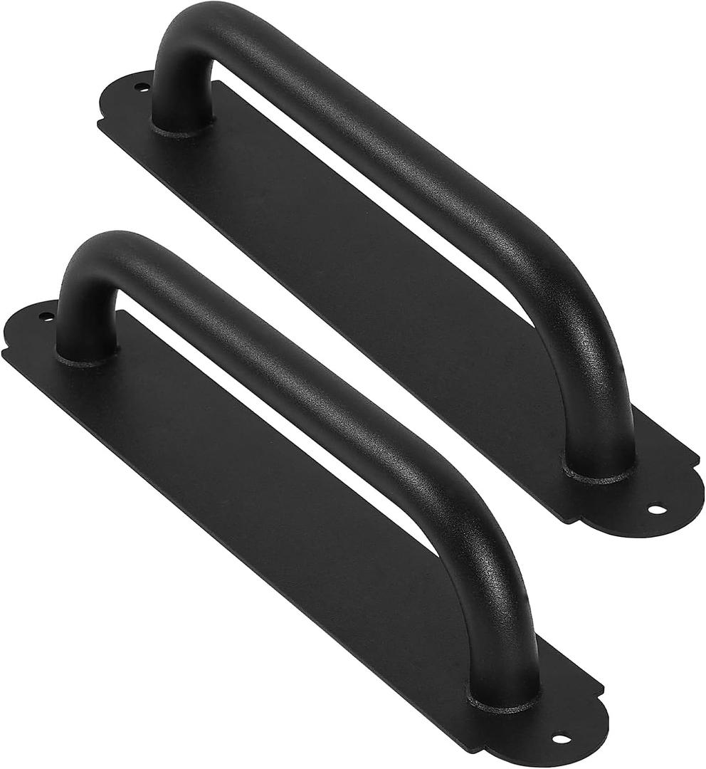 12'' Black Heavy Duty Metal Gate Handles 2 Pack, Outdoor Power Coated Modern Door Pull Hanlde for Fence Garden Patio Barn Door, Interior Closet Cabinets Door Pulls