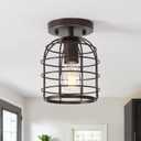 Create For Life Industrial Vintage Flush Mount Ceiling Light,Oil Rubbed Bronze Semi Flush Mount Ceiling Lamp Fixture for Hallway Stairway Kitchen Garage, E26, 1 Pack