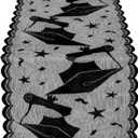 2 x Graduation Table Runner, Black Lace Table Runner, 2026 Graduation Party Decorations for Table, 12 X 72 Inch Lace Grad Cap Table Cover Centerpieces for Grad Decorations for Home Kitchen Dining Room