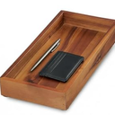 Demigo Acacia Valet Tray, 12.2 x 6 in Men and Women Wooden Catch All Tray for Entryway Table, Bedside Nightstand Organizer, Home Office, Tabletop Storage Vanity for Wallet, Jewelry, Perfume (Brown)