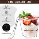 100 Pack 5 oz Dessert Cups with Lids and Spoons, Tall Appetizer Cup Clear Plastic Parfait Cups, Dessert Shot Glasses for Baby Shower Party, Wedding, Birthday Party