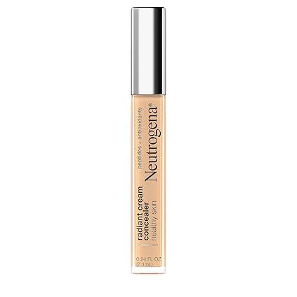 Neutrogena Healthy Skin Radiant Brightening Cream Concealer with Peptides & Vitamin E Antioxidant, Lightweight Perfecting Concealer Cream, NonComedogenic, Ecru Light 02 with cool undertones, 0.24 oz