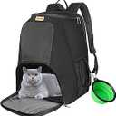 Pet Carrier Backpack for Large/Small Cats and Dogs, Puppies, Safety Features and Cushion Back Support for Travel, Hiking, Outdoor Use (Black)