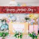 Happy Mother's Day Banner Decorations,Mother's Day Polyester Hanging Banner Party Decoration Supplies,120x20 Inch Mothers Day Yard Sign Holiday Hanging Outdoor Decor Red Buffalo Plaid Love Heart Party Supplies for Indoor Outdoor Garden Fence Balcony Lawn Home Decor