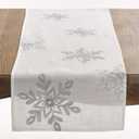Saro Lifestyle Embroidered Snowflakes Table Runner, 16"x70", Silver