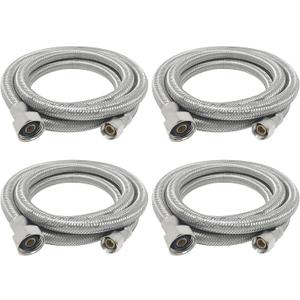[4-Pack] PROCURU 48" (4Ft) Faucet Supply Line Connector, 3/8"C x 1/2"F Braided Stainless Steel (9SF48-4P)
