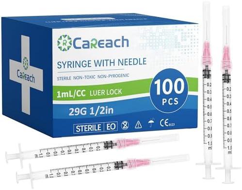 Kid2Kit 100PCS 1mL 29 Gauge 1/2in for Scientific Lab Refilling, Industrial Dispensing, Measurement, Individually Wrapped