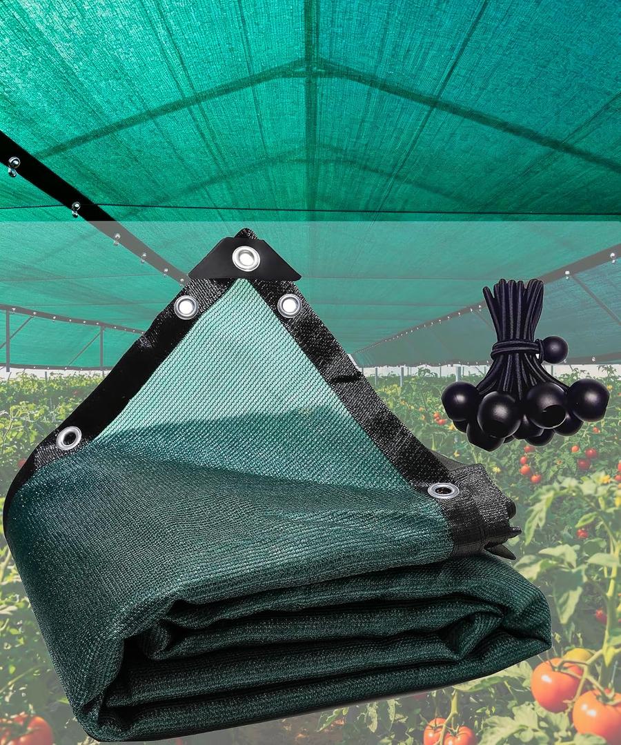 90% Green Shade Cloth 12 x 10ft, Heavy Duty HDPE Mesh Tarp