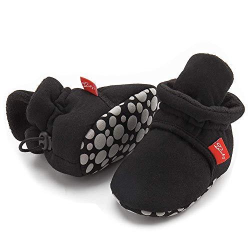 Sawimlgy Newborn Infant Baby Girl Boy Cotton Booties Stay On Sock Slippers Soft Bedroom Shoes Non-Skid Ankle Boots With Grippers Toddler Crib Warm Shoe First Walker