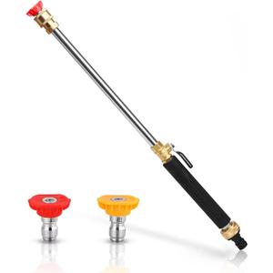 2024 Upgraded Pressure Garden Hose Wand, Includes 2 High-Pressure Nozzles and Quick Connectors, Hydro Jet Hose Nozzle Wand for Gutter Patio Car Pet Window (18 Inches Pressure Wand)