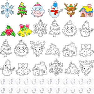 WILLBOND 24 Pieces Sun Catchers Craft Assorted Sun Catcher Kits for Art Window SunCatchers with 24 Pieces Suction Cups for Painting Crafts Christmas Home Decor Supplies