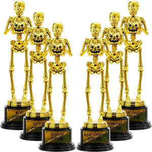JOYIN Halloween Trophy Best Costume Skeleton 10.6x3.2, 2/6PCS Awards for Medals Party Favor Prizes, Golden Costume Contest Trophy, School Classroom Rewards,Trick or Treat